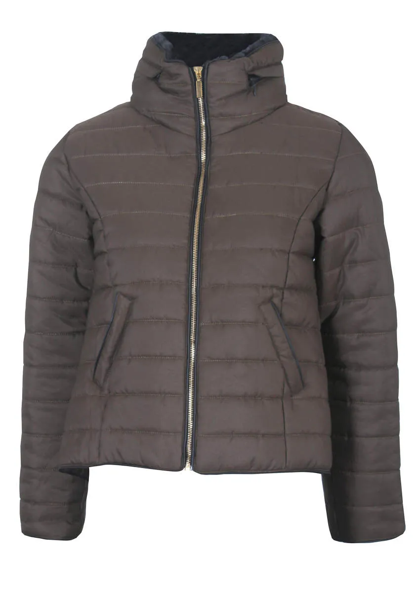 Khaki Puffer Jacket sold by AX Paris product image thumbnail 4