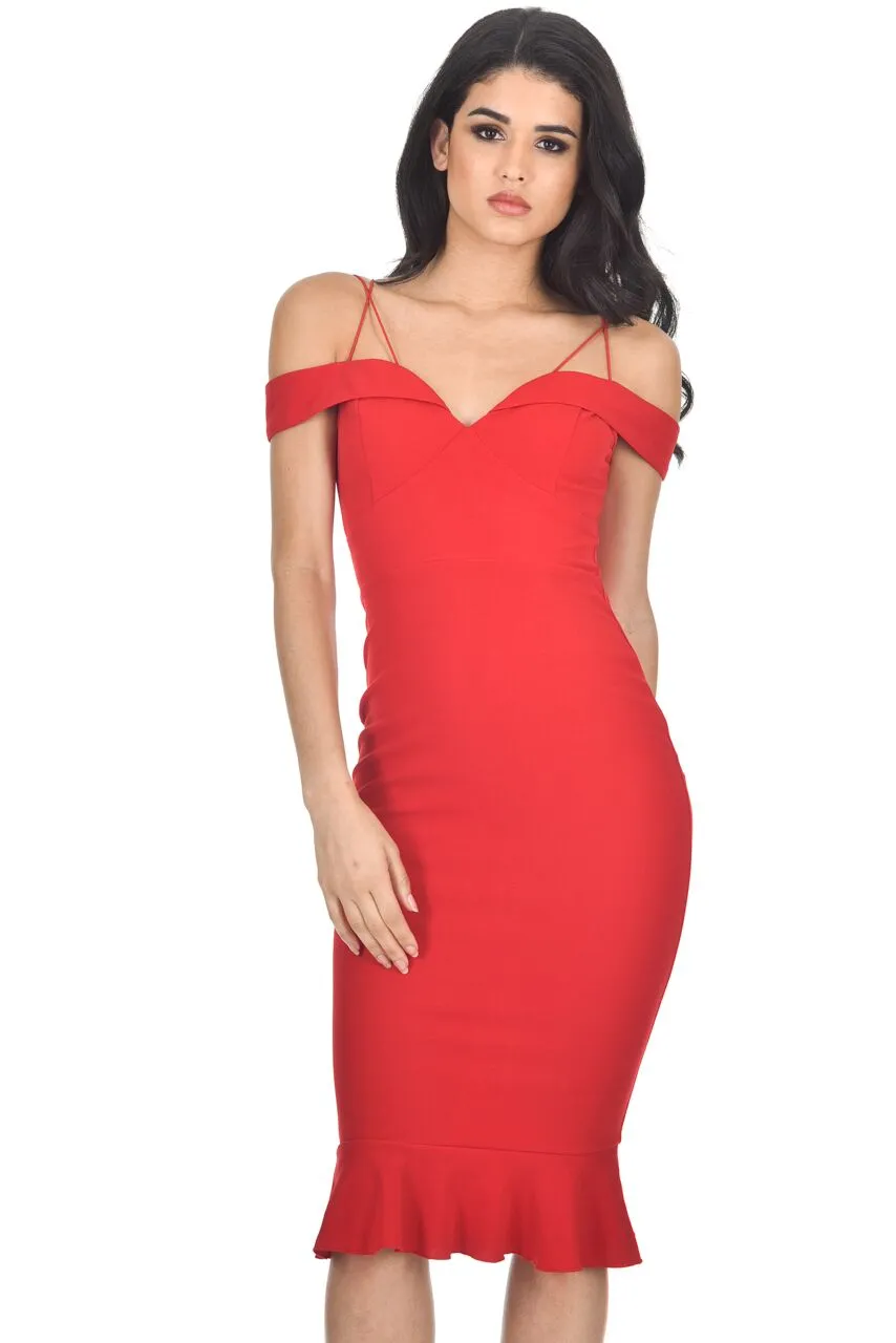 Red Off The Shoulder Fishtail Dress sold by AX Paris product image thumbnail 5