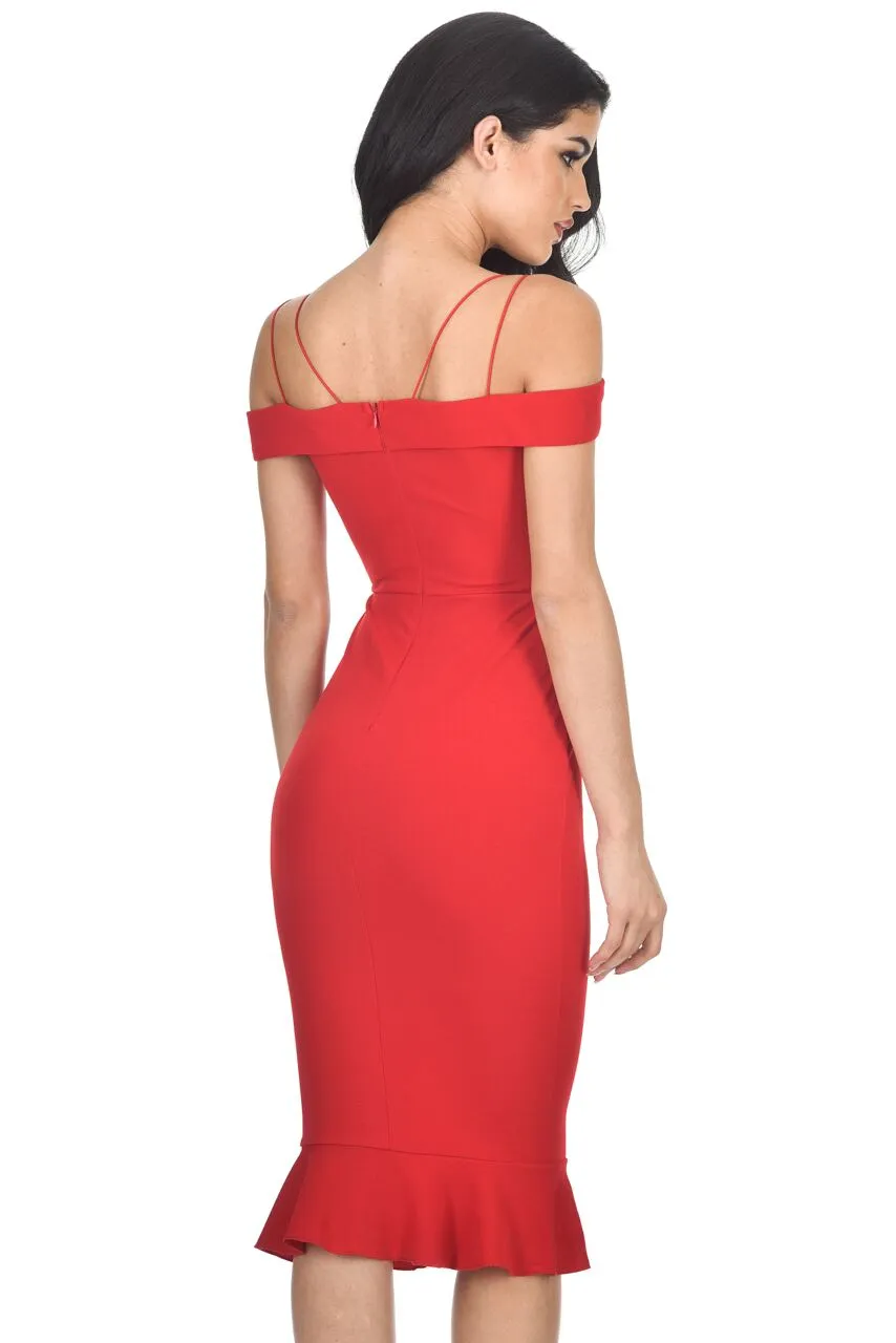 Red Off The Shoulder Fishtail Dress sold by AX Paris product image thumbnail 3
