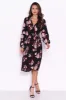 Black Floral Long Sleeve Wrap Dress sold by AX Paris