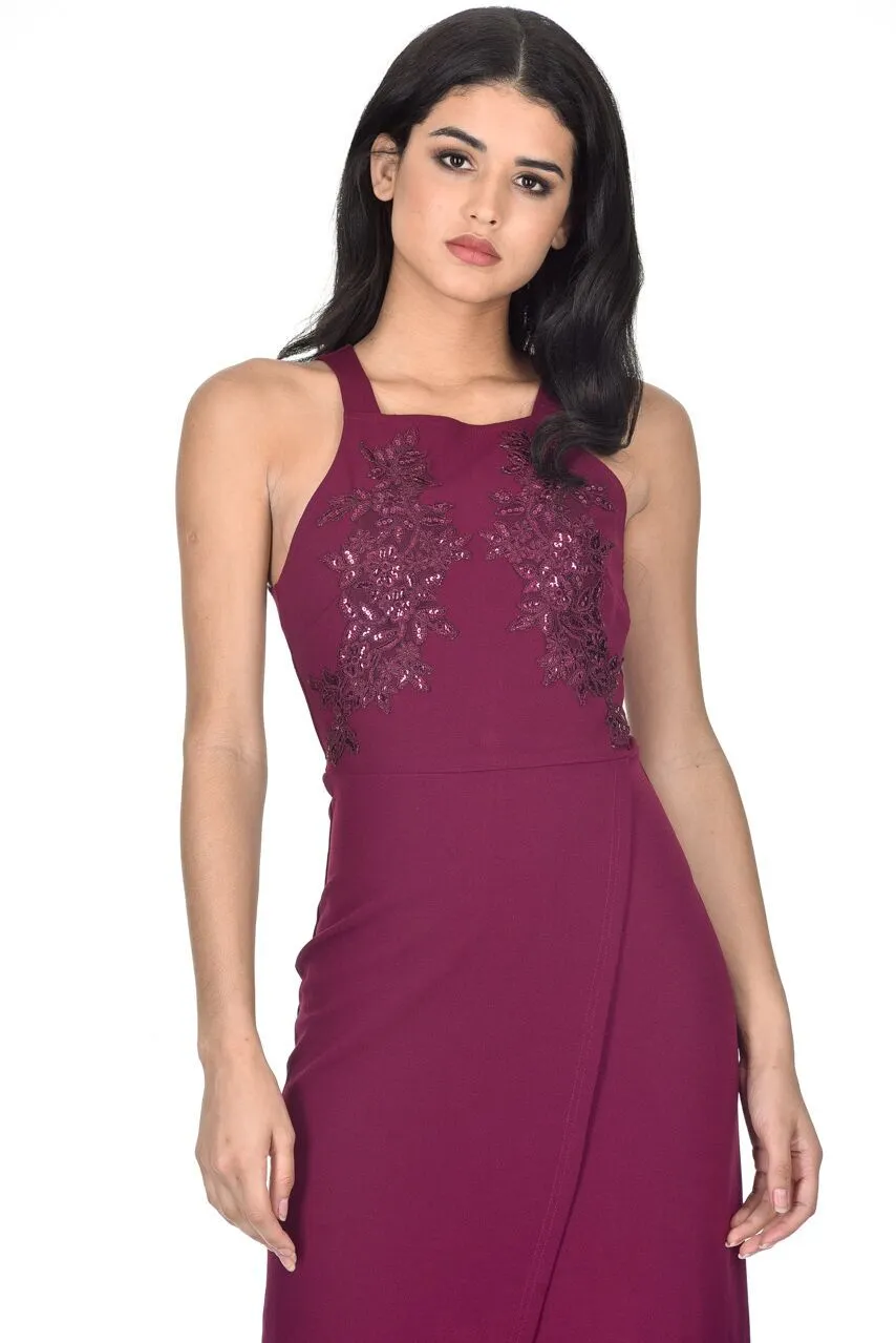 Plum Sequin Maxi Dress sold by AX Paris product image thumbnail 2