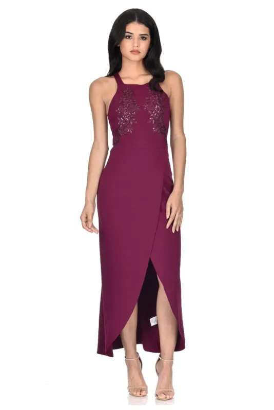 Plum Sequin Maxi Dress sold by AX Paris