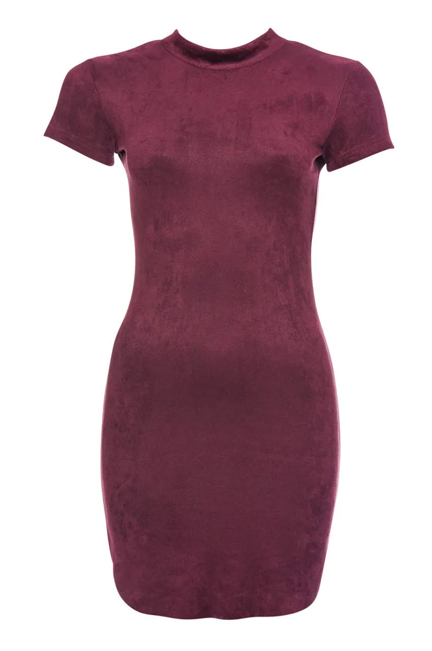 Plum Faux Suede Mini Dress with High Neck sold by AX Paris product image thumbnail 4