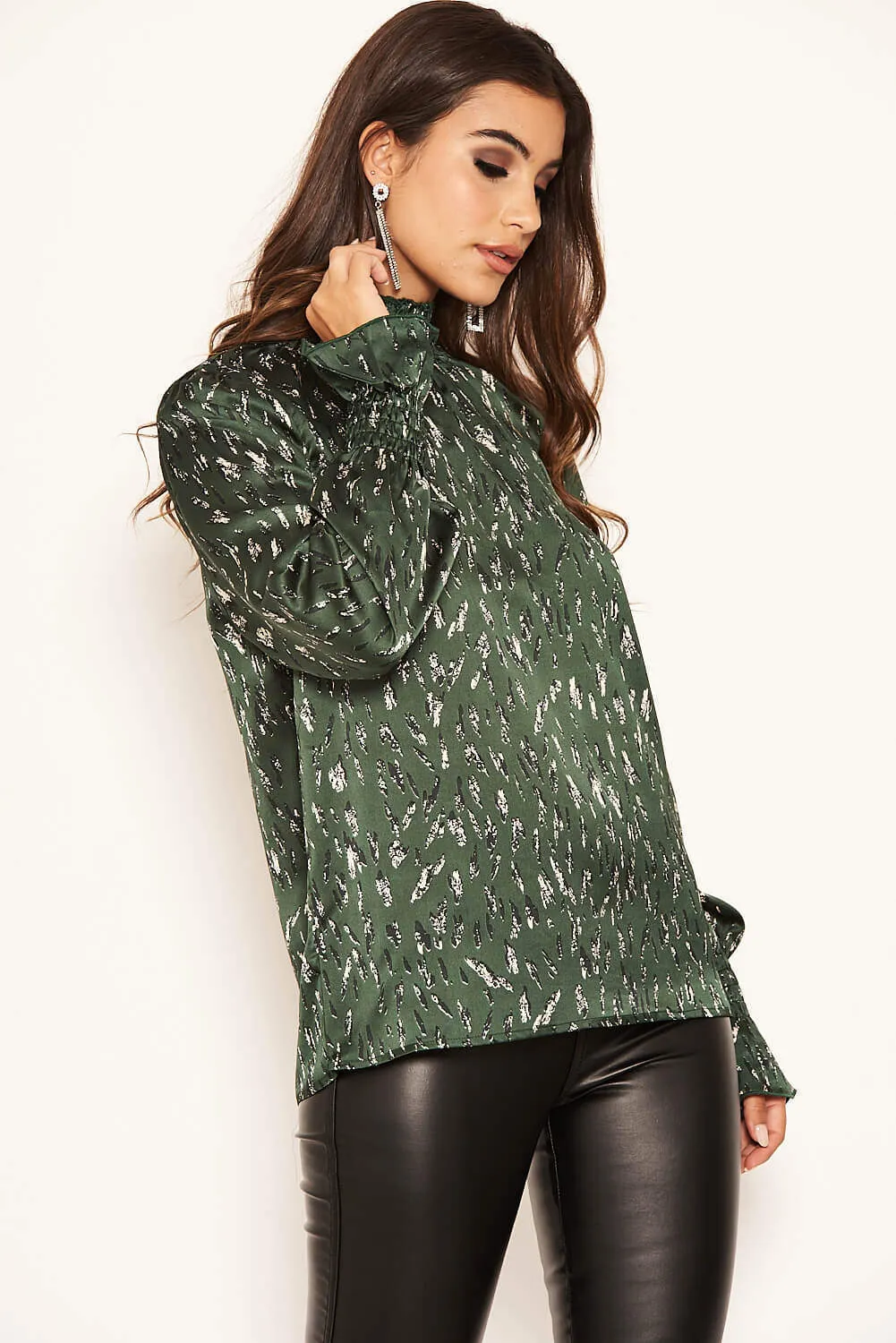 Green Printed High Neck Top sold by AX Paris product image thumbnail 4