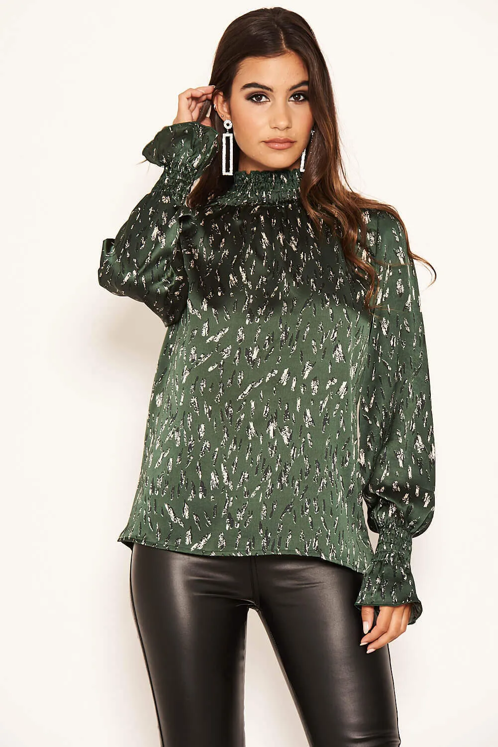 Green Printed High Neck Top sold by AX Paris product image thumbnail 5