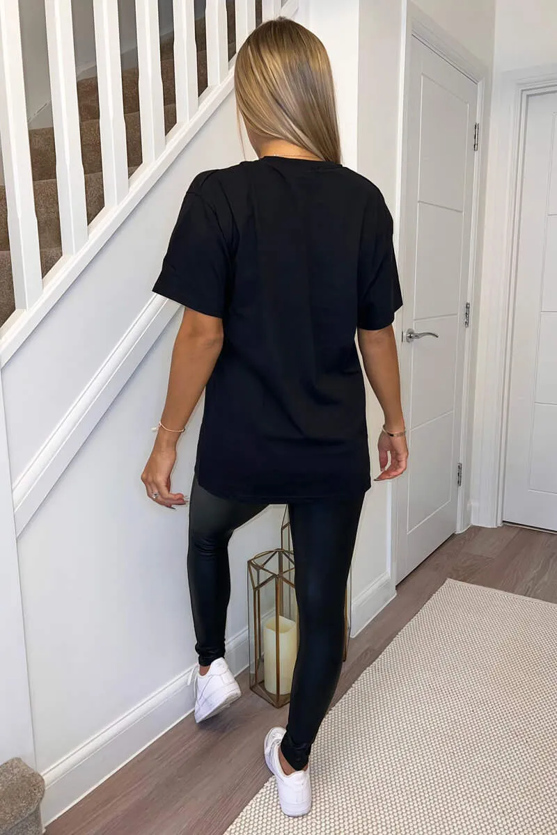 Black Pasadena Slogan Oversized T-Shirt sold by AX Paris product image thumbnail 4