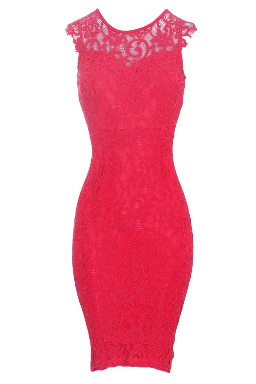 Red Crochet Midi Dress With Back Detail sold by AX Paris product image thumbnail 4