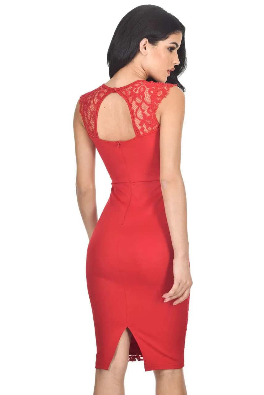 Red Crochet Midi Dress With Back Detail sold by AX Paris product image thumbnail 3