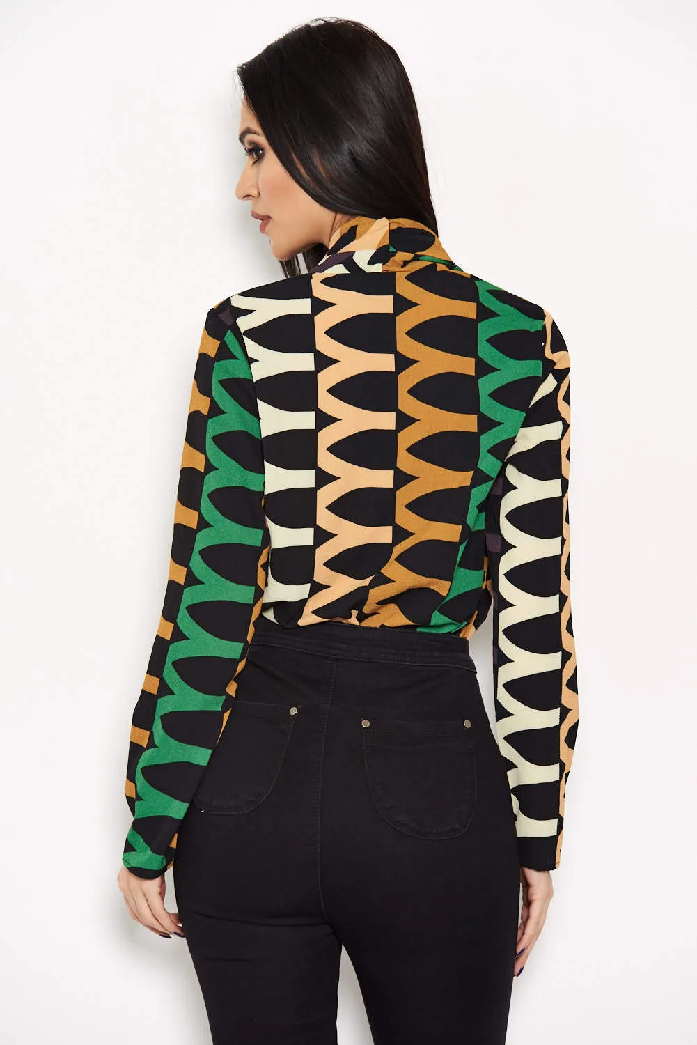 Green Printed Wrap Bodysuit sold by AX Paris product image thumbnail 3