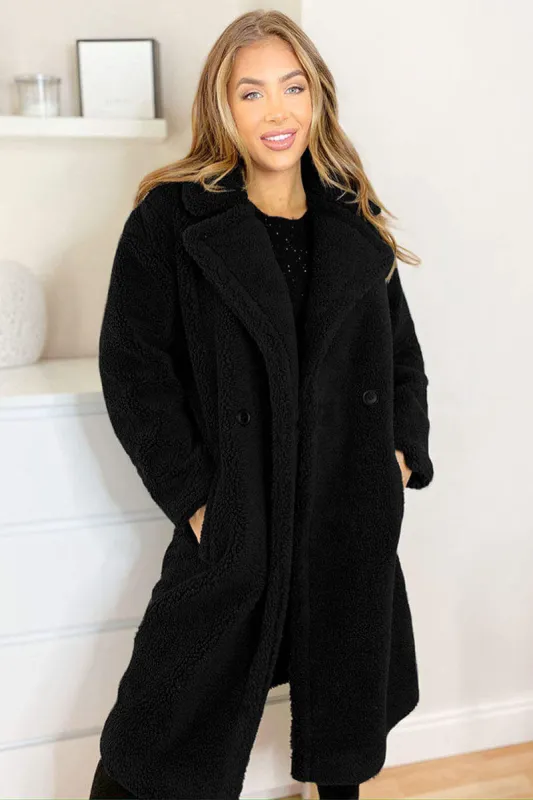 Black Faux Fur Teddy Coat sold by AX Paris