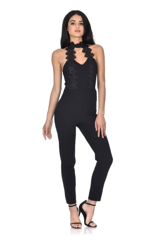 Black Choker Jumpsuit sold by AX Paris