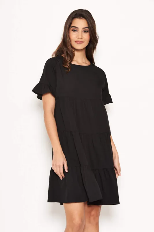 Black Tiered Frill Dress sold by AX Paris