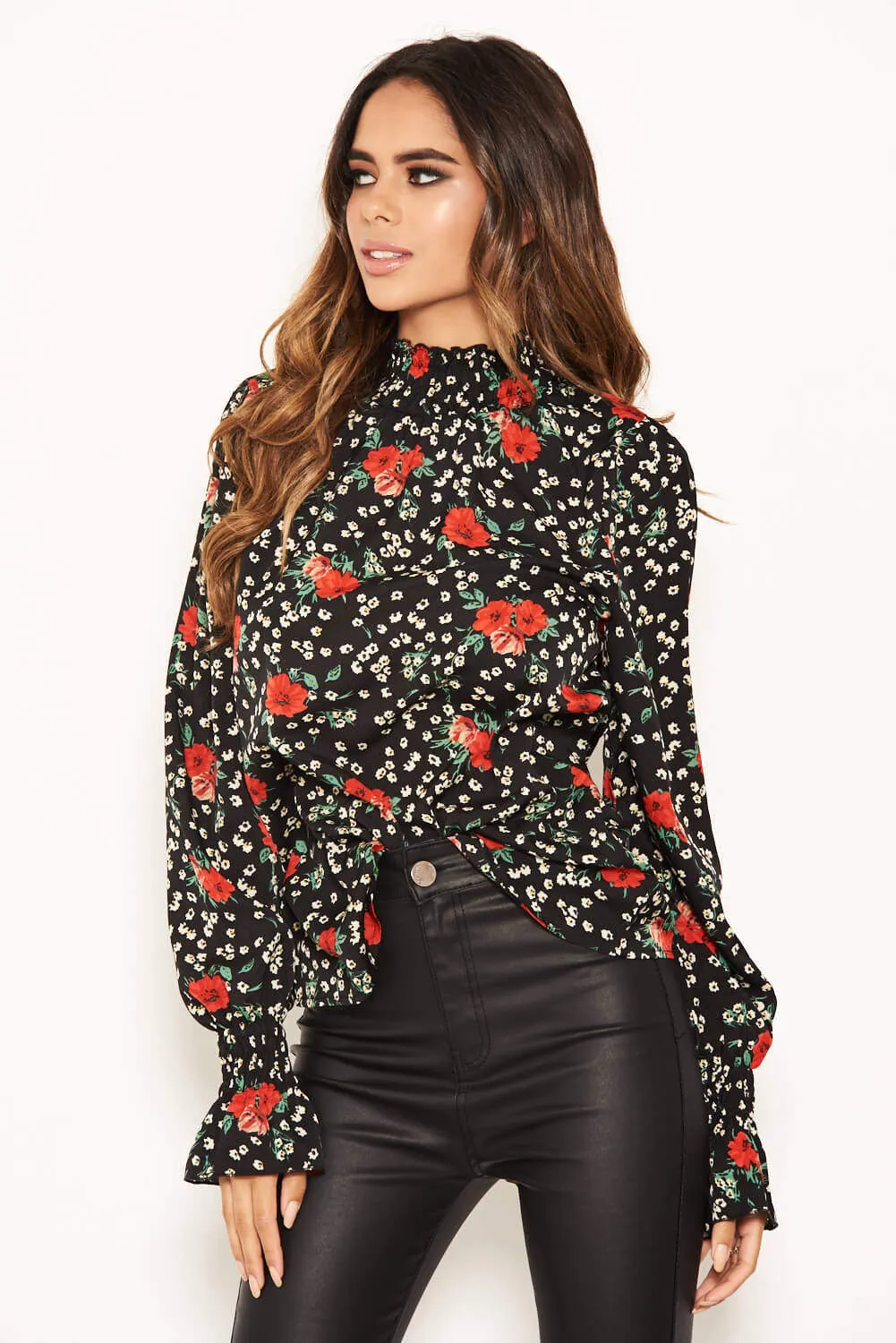 Black Floral High Neck Top sold by AX Paris product image thumbnail 5