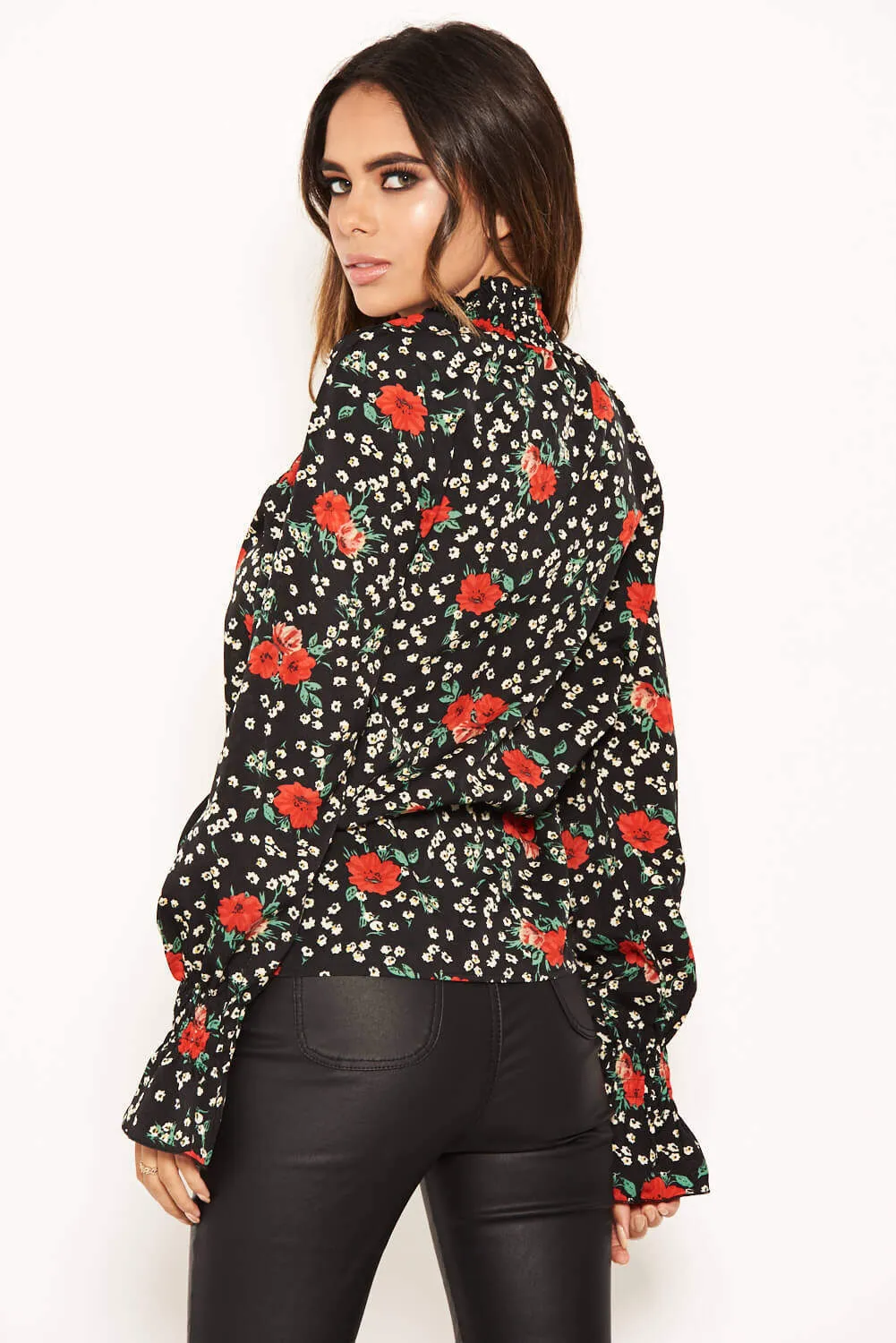Black Floral High Neck Top sold by AX Paris product image thumbnail 4