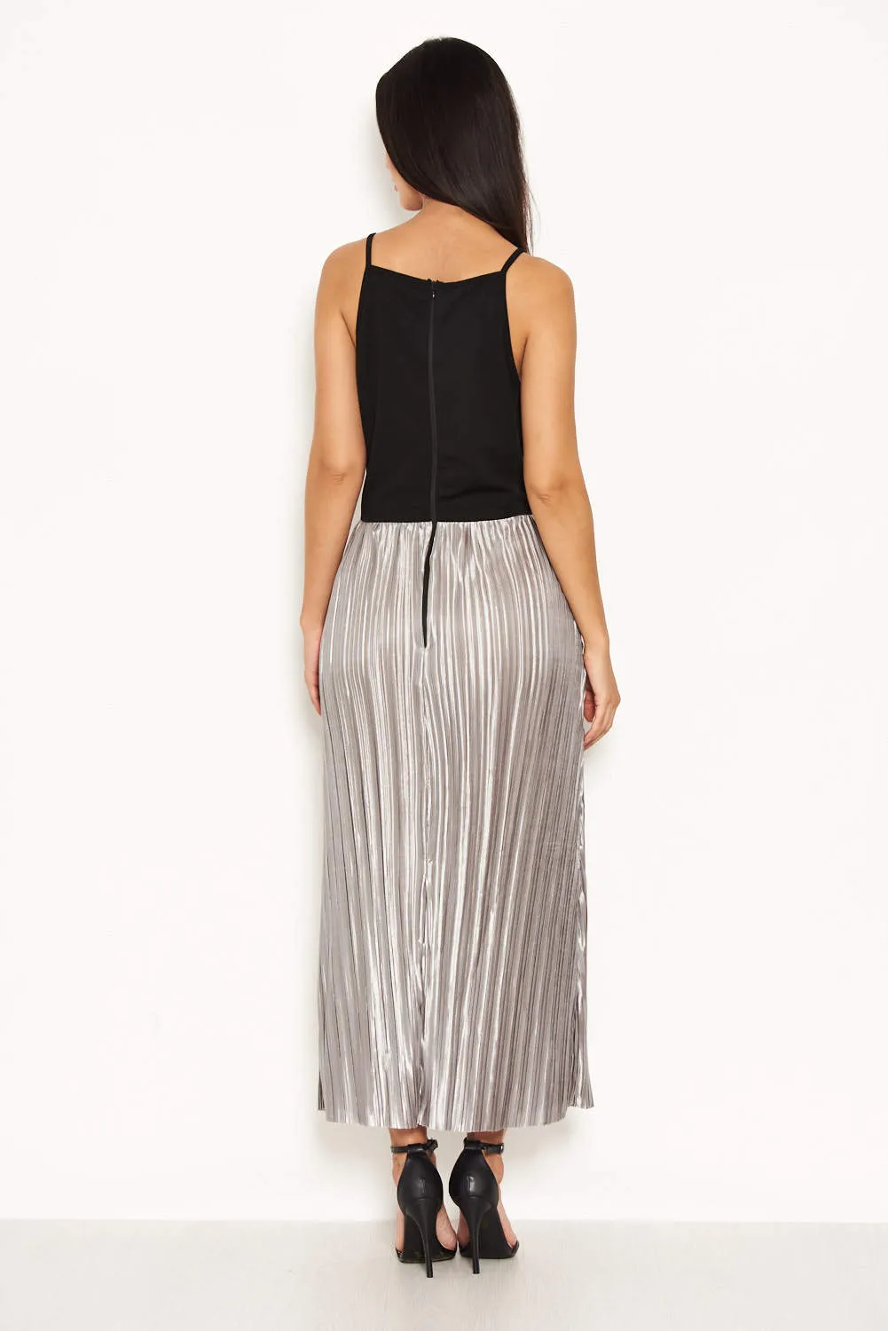 Black High Neck Dress With Silver Skirt sold by AX Paris product image thumbnail 3