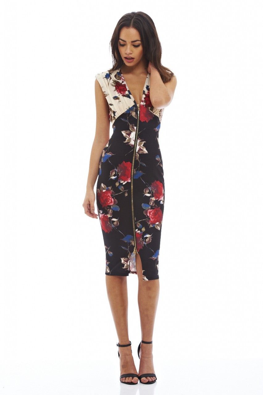 Flower Print Bodycon Zip Dress sold by AX Paris product image thumbnail 2