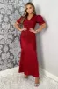 Red And Black Printed Short Sleeve Ruched Front Midi Dress sold by AX Paris