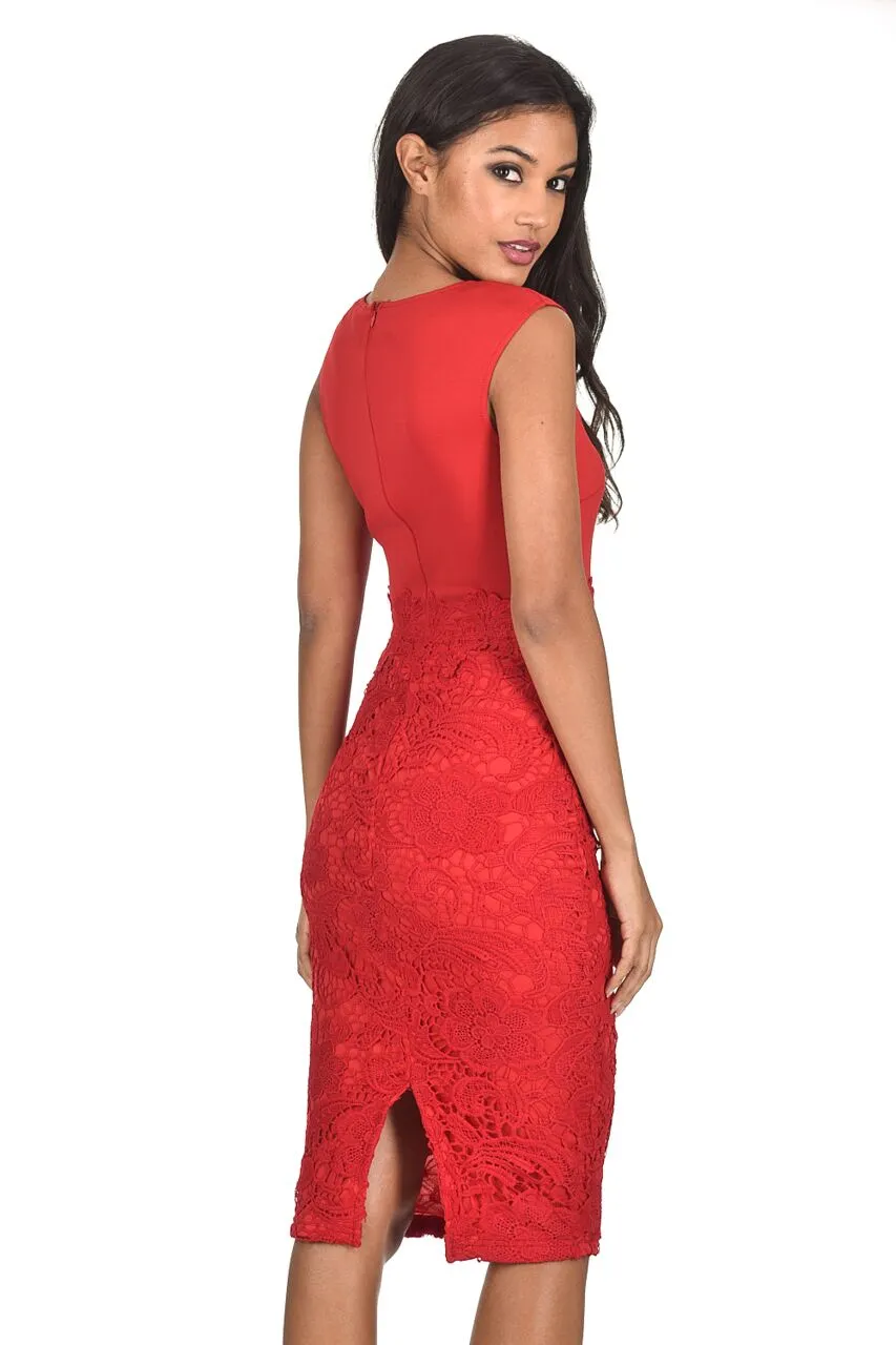 Red Crochet Skirt Midi Dress sold by AX Paris product image thumbnail 3