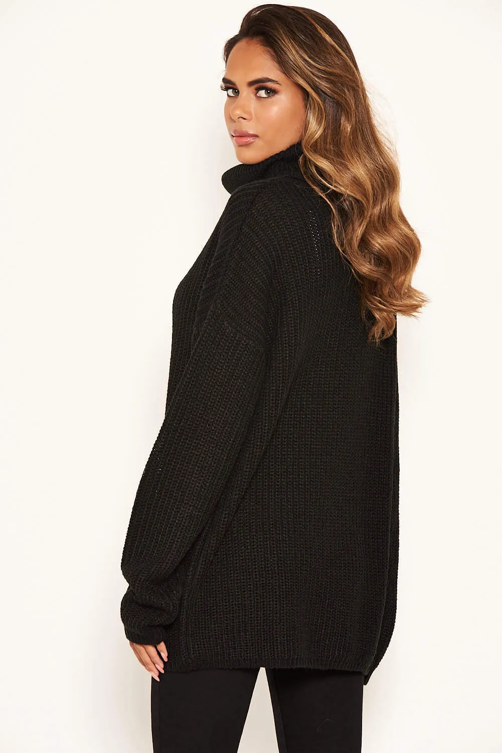 Black Roll Neck Knit Jumper sold by AX Paris product image thumbnail 3