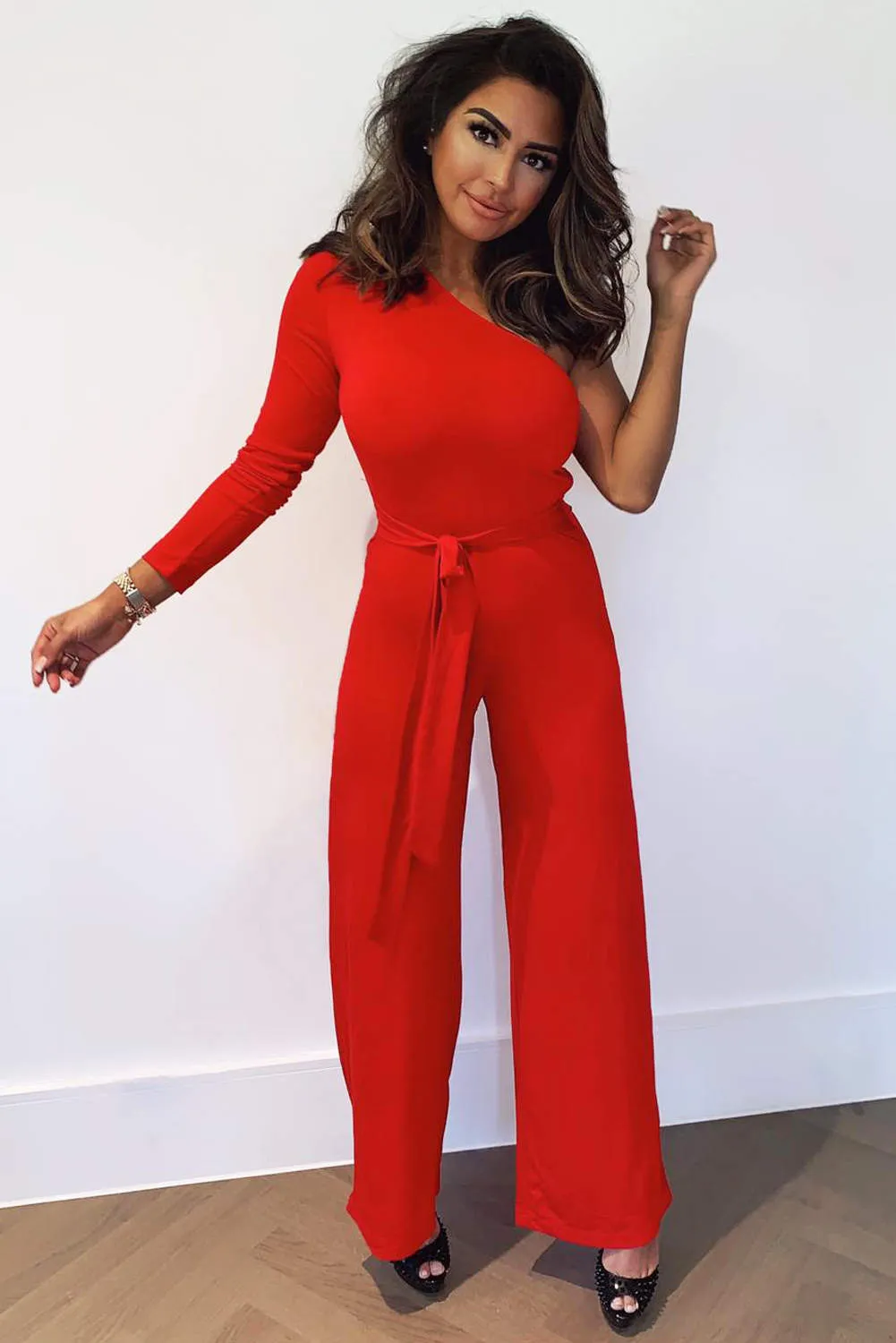 Red One Shoulder Jumpsuit sold by AX Paris product image thumbnail 4