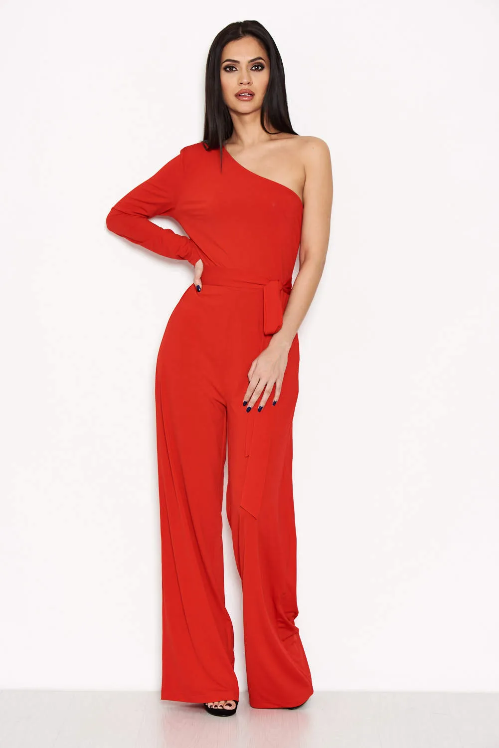 Red One Shoulder Jumpsuit sold by AX Paris product image thumbnail 5