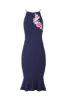 Navy Floral Embroidered Midi Dress sold by AX Paris