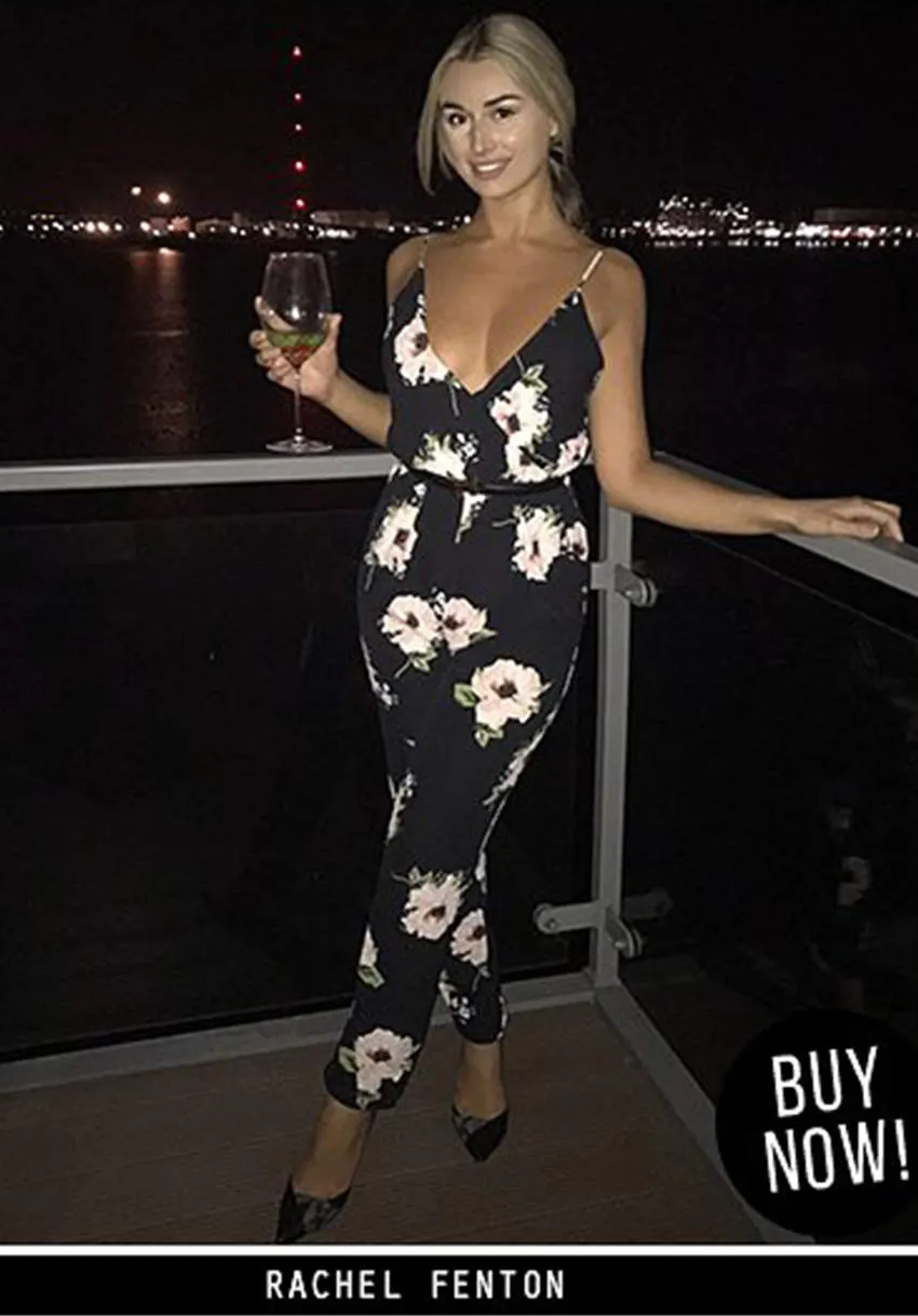 Black Floral Print Jumpsuit sold by AX Paris