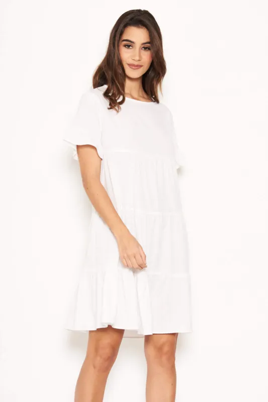 White Tiered Frill Dress sold by AX Paris