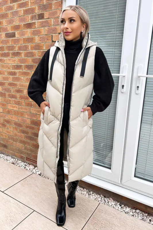 Oyster Hooded Puffer Gilet sold by AX Paris