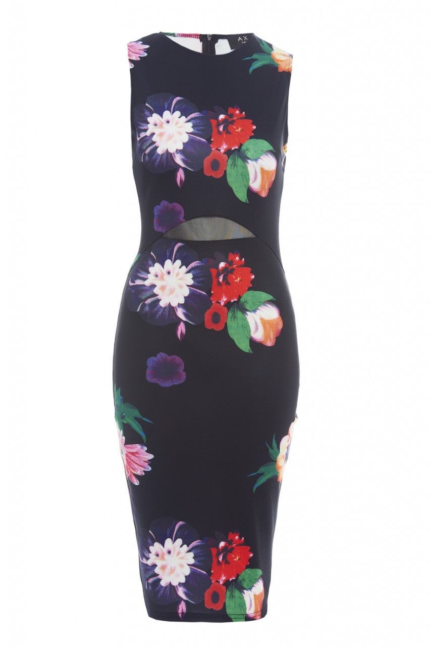 Floral Bodycon Midi With Mesh Insert sold by AX Paris product image thumbnail 5