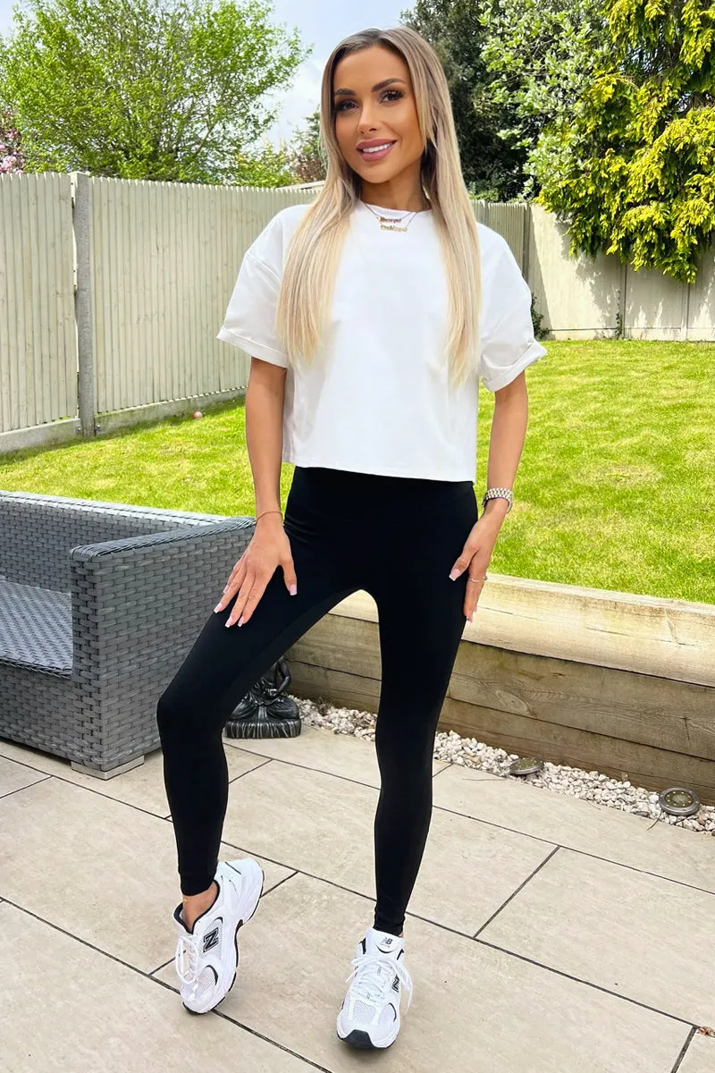 Black High Rise Active Leggings sold by AX Paris