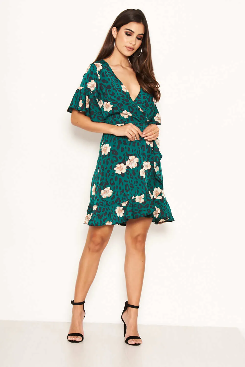 Green Leopard Print Wrap Dress sold by AX Paris product image thumbnail 3