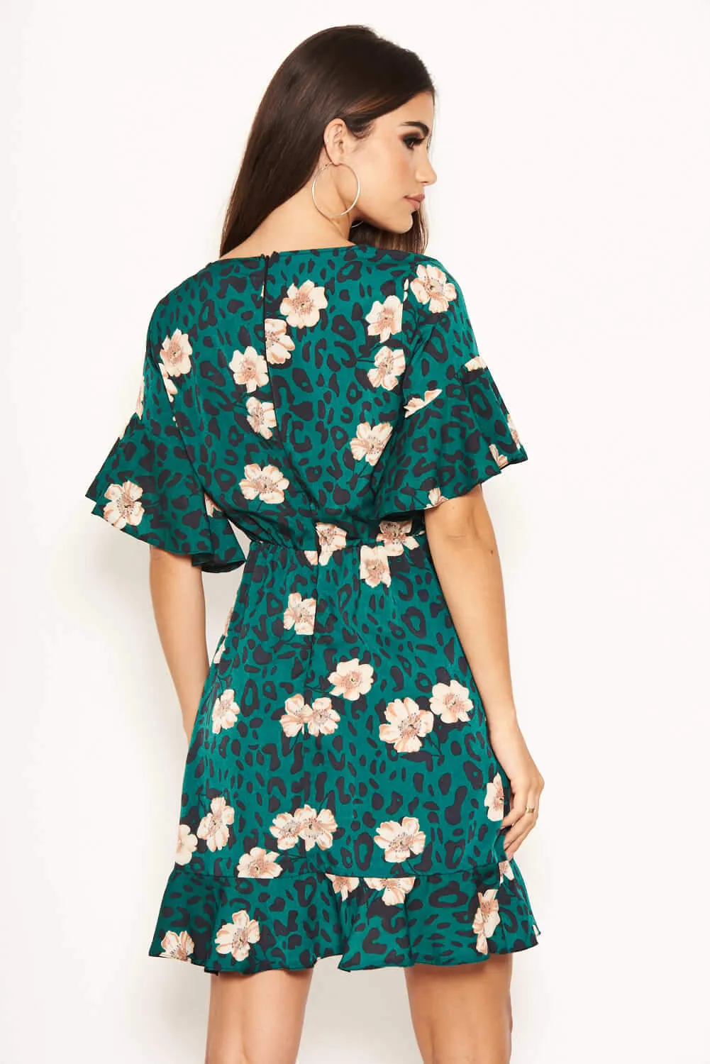 Green Leopard Print Wrap Dress sold by AX Paris product image thumbnail 4