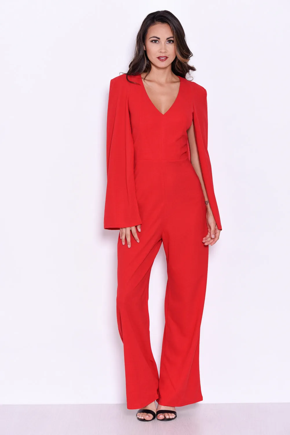 Red Plunge Wide Leg Jumpsuit sold by AX Paris product image thumbnail 3