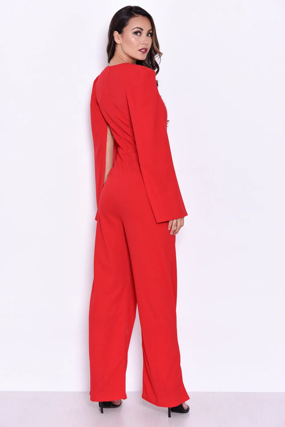Red Plunge Wide Leg Jumpsuit sold by AX Paris product image thumbnail 4
