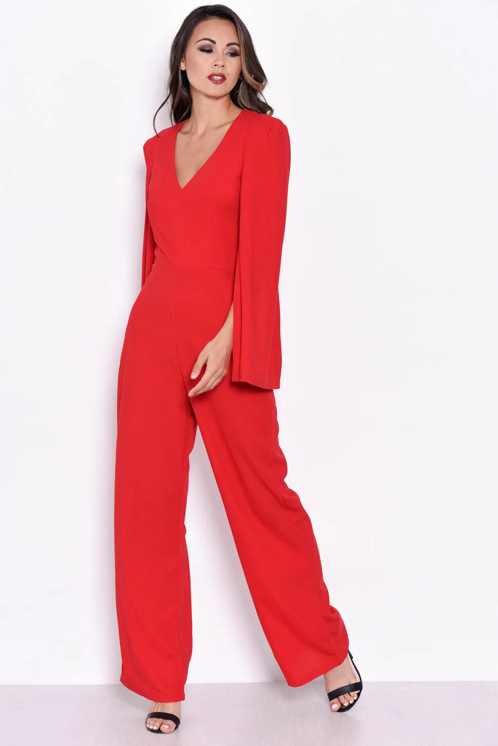 Red Plunge Wide Leg Jumpsuit sold by AX Paris product image thumbnail 2
