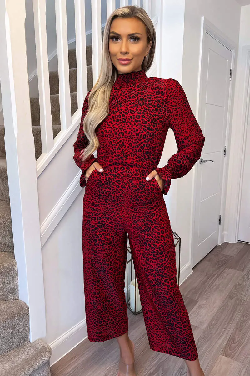Red Animal Print Elasticated Neck Jumpsuit sold by AX Paris product image thumbnail 3