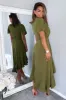Olive Wrap Over Top Frill Hem Midi Dress sold by AX Paris