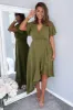 Olive Wrap Over Top Frill Hem Midi Dress sold by AX Paris