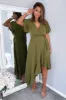 Olive Wrap Over Top Frill Hem Midi Dress sold by AX Paris