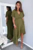 Olive Wrap Over Top Frill Hem Midi Dress sold by AX Paris