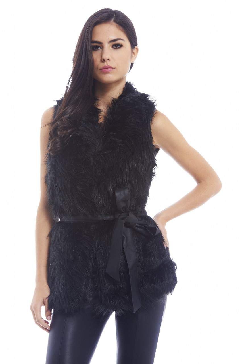Fur Gillet PU Back Jacket sold by AX Paris product image thumbnail 3
