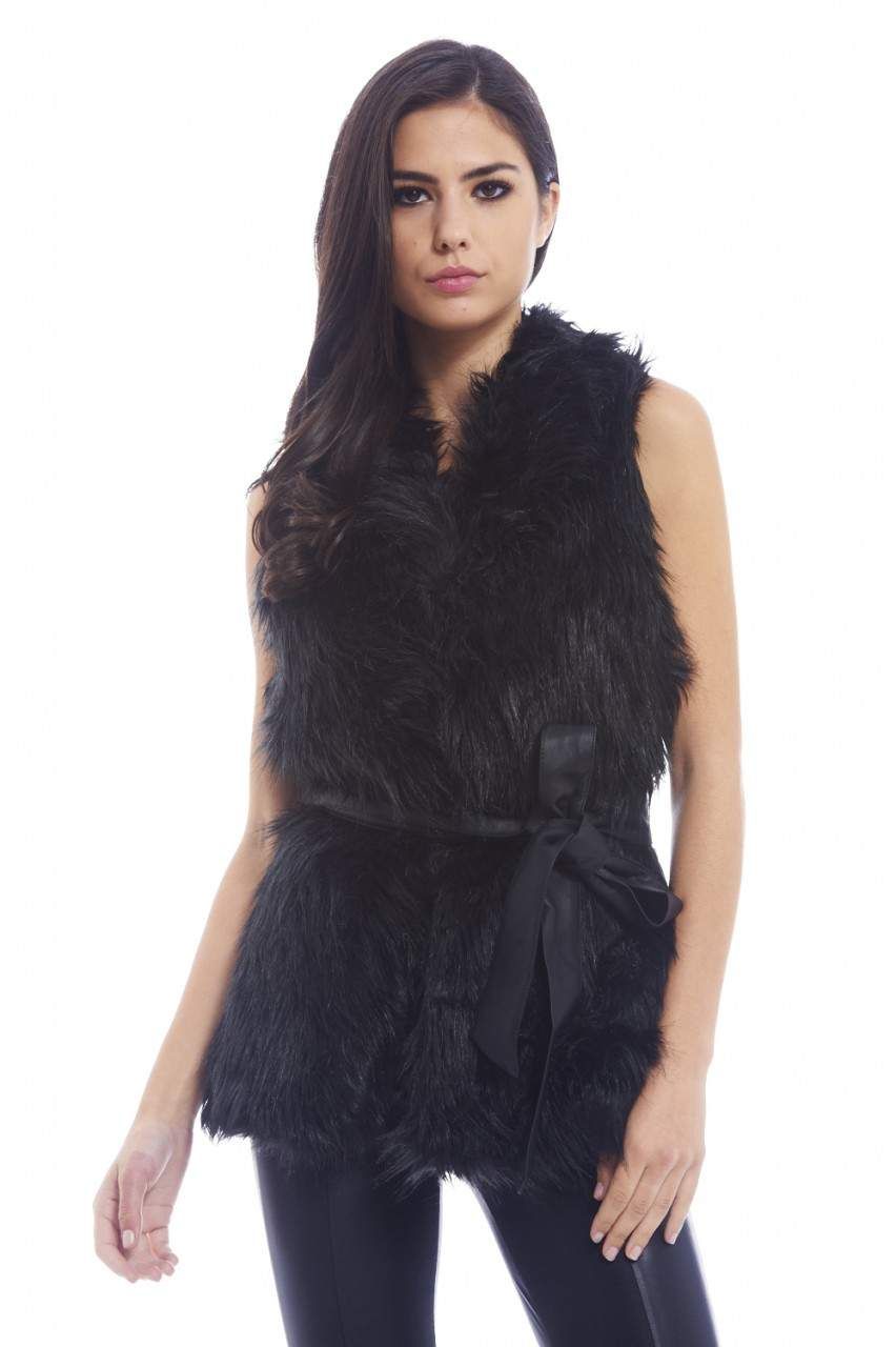 Fur Gillet PU Back Jacket sold by AX Paris