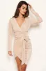 Champagne Glitter Wrap Over Dress sold by AX Paris