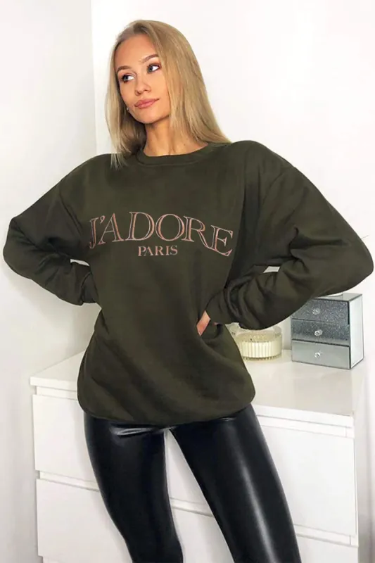 Khaki J'adore Sweatshirt sold by AX Paris