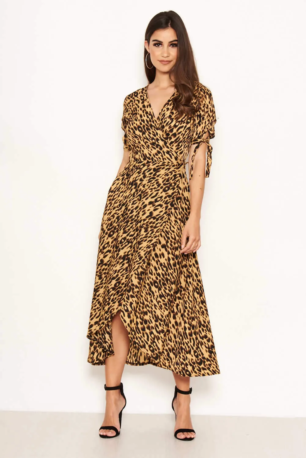 Leopard Print Tie Waist Wrap Midi Dress sold by AX Paris product image thumbnail 5