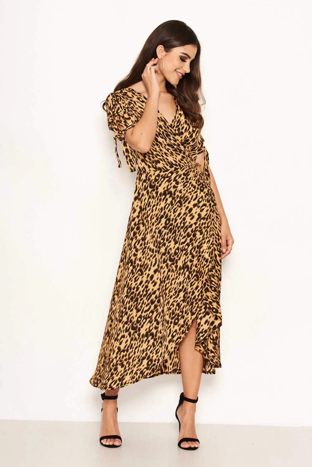 Leopard Print Tie Waist Wrap Midi Dress sold by AX Paris product image thumbnail 2
