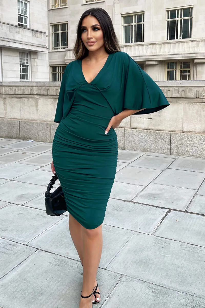 Teal Ruched Batwing Short Sleeve Midi Dress sold by AX Paris product image thumbnail 2