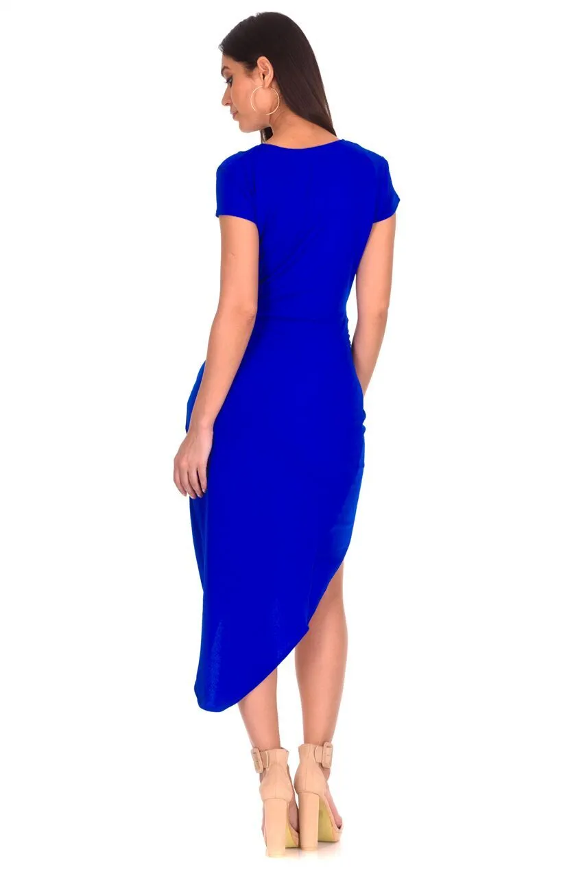 Blue Wrap Ruched Midi Dress sold by AX Paris product image thumbnail 3