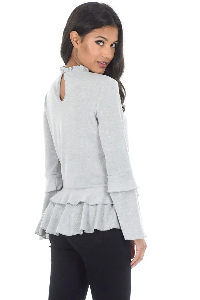 Silver High Neck Bell Sleeve Top sold by AX Paris product image thumbnail 3